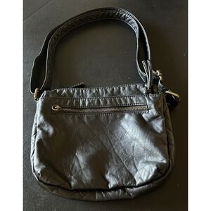 Bueno Handbag Purse Adjustable Strap Black Compact Faux Soft Leather